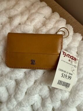 HOBO Tan Leather Card Wallet with Branded Tag